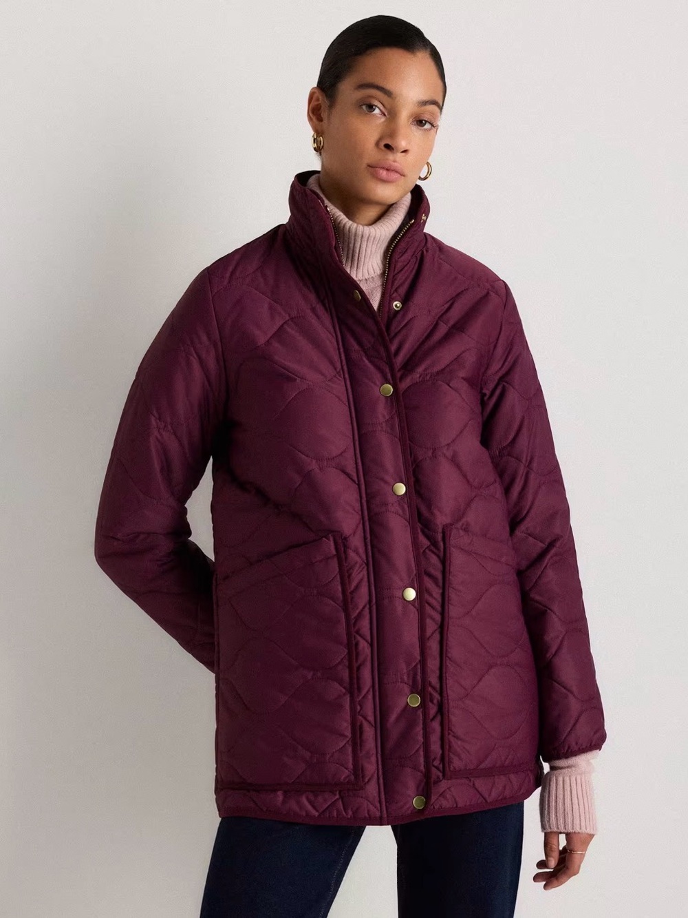 Quince -Quilted Burgundy Women's Jacket Lightweight Puffer Coat